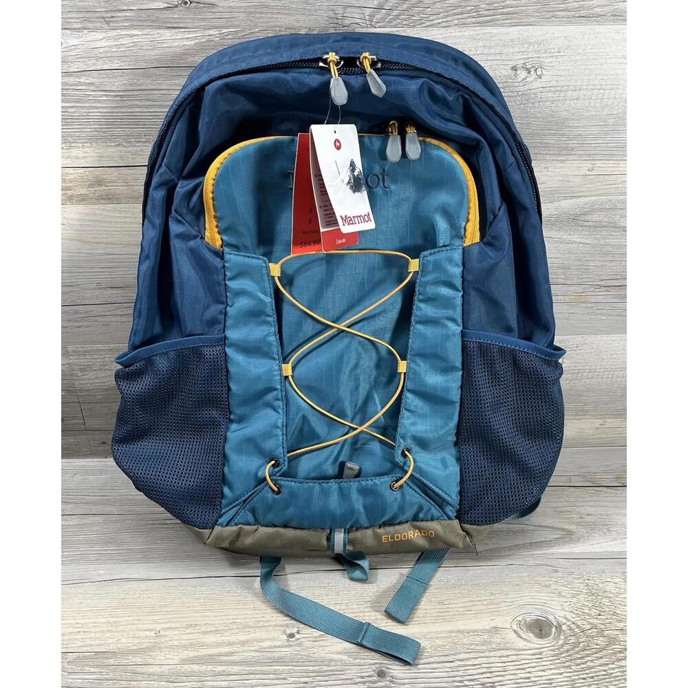 Marmot Backpack Blue Eldorado 29L Daypack Mesh Pockets Bungee Cord Sleeve Hiking